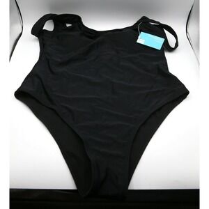 Summer Mae One Piece Retro U Back Swimsuit Tummy Control Padding, Black, Size L